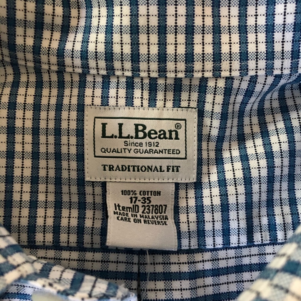 NWT L.L. Bean Checkered Button Down Shirt - Picture 4 of 4